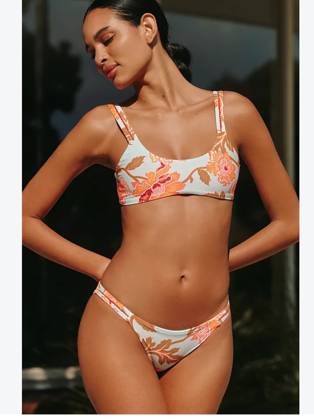👙(SET) Maaji Floral Sky Nalai Reversible Bikini- Medium.